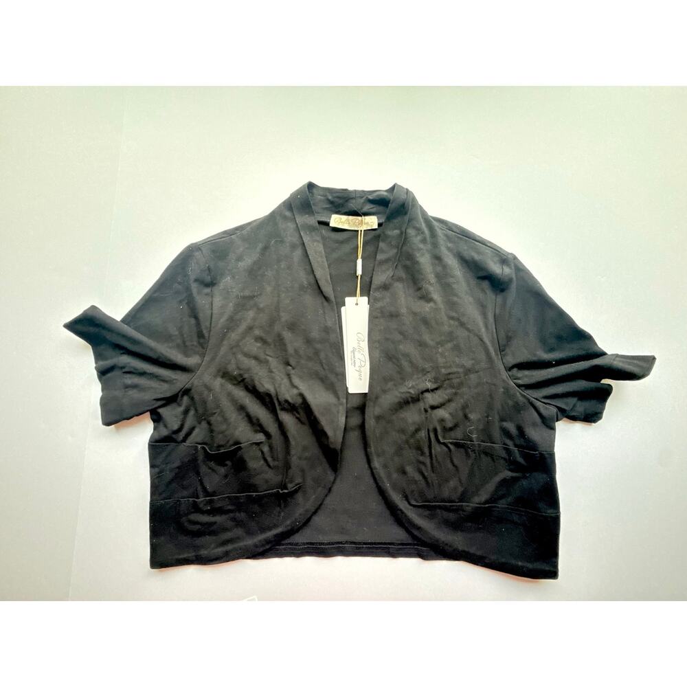 Belle Papeon Signature Black Cropped Cardigan NWT Size L - Picture 4 of 10